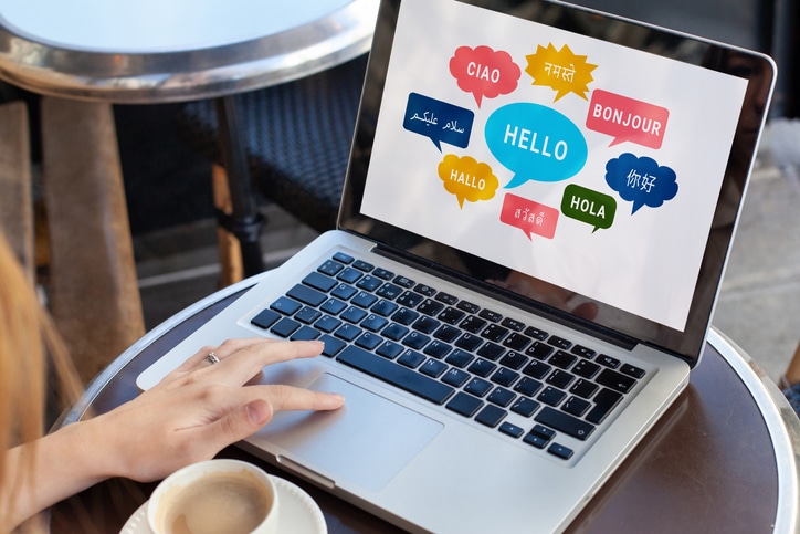 learning a new language on a laptop